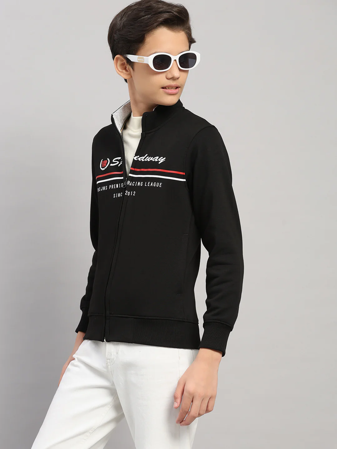 Boys Black Printed Turtle Neck Full Sleeve Sweatshirt - Image 6