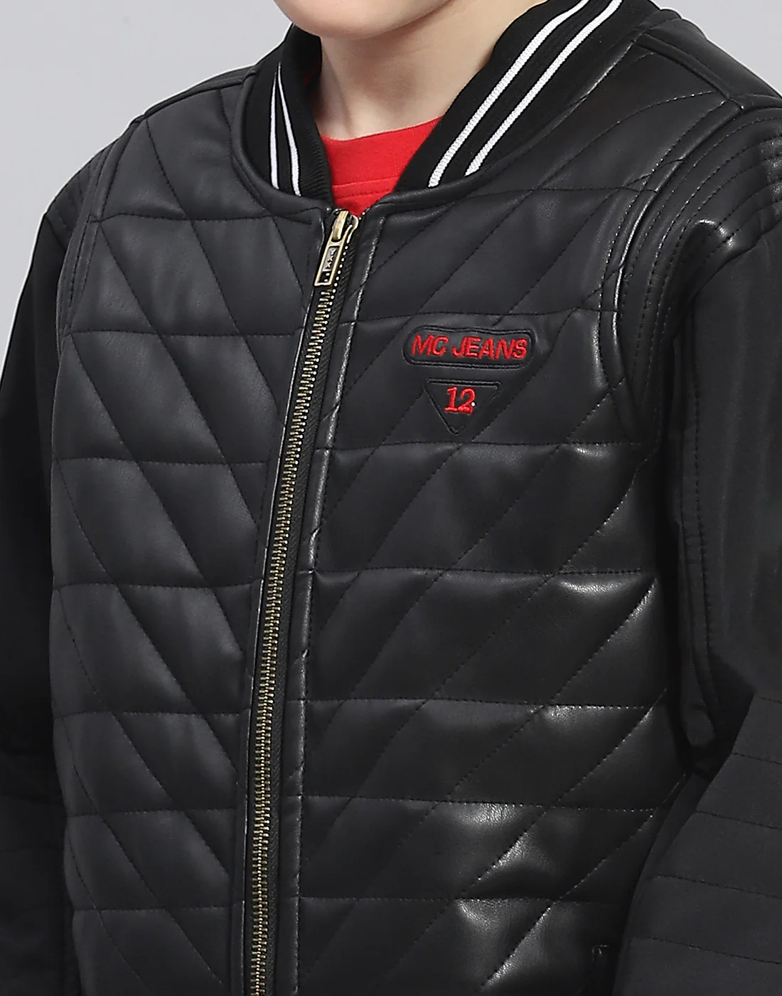 Boys Black Solid Mandarin Collar Full Sleeve Boys Jacket - Image 7