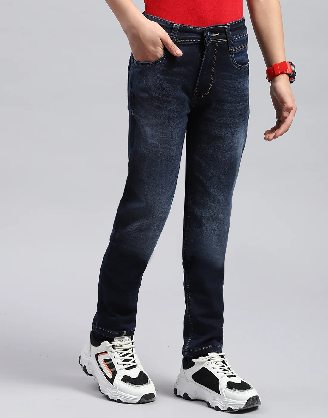 Boys Blue Light Wash Slim Fit Denim - Image 4