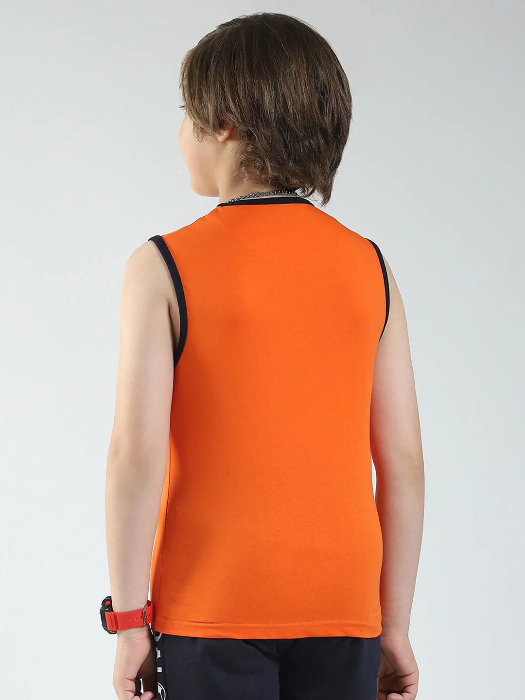 Boys Blue & Orange Printed Round Neck Sleeveless T-Shirt (Pack of 2) - Image 6