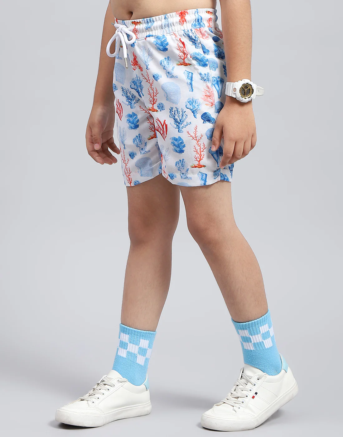 Boys Blue Printed Collar Neck Half Sleeve Bermuda Set - Image 9