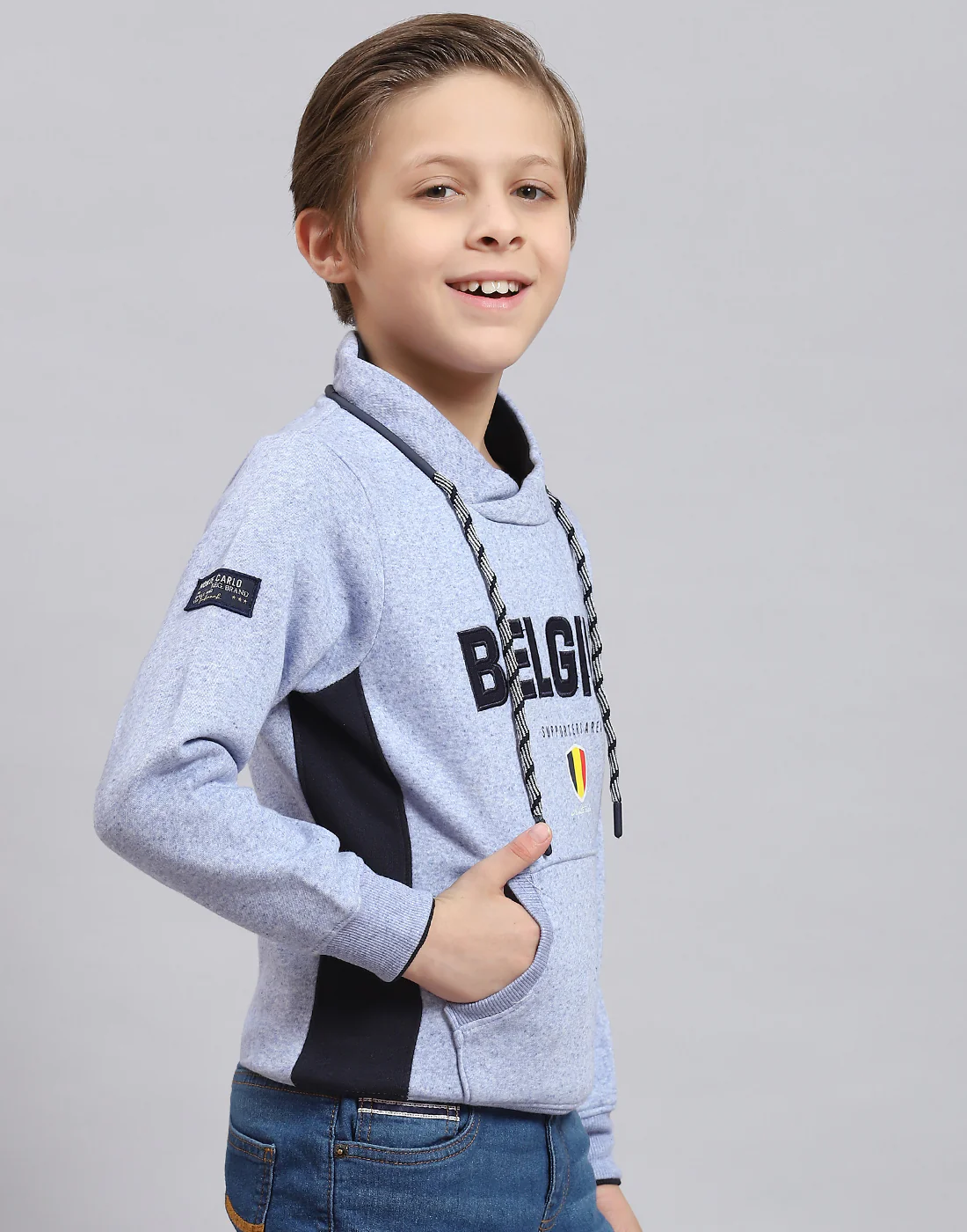 Boys Blue Printed F Neck Full Sleeve Sweatshirt - Image 4