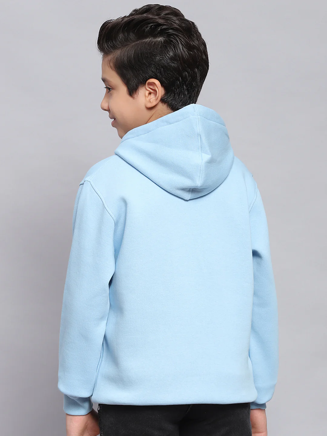 Boys Blue Printed Hooded Full Sleeve Sweatshirt - Image 5