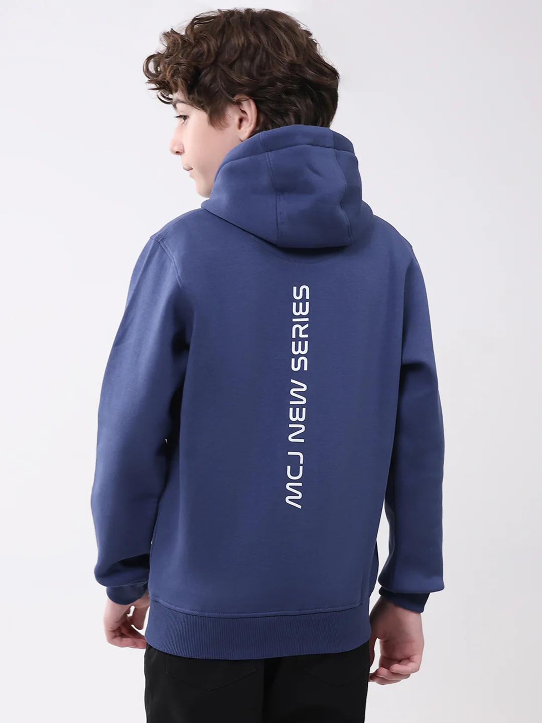 Boys Blue Printed Hooded Full Sleeve Sweatshirt - Image 5