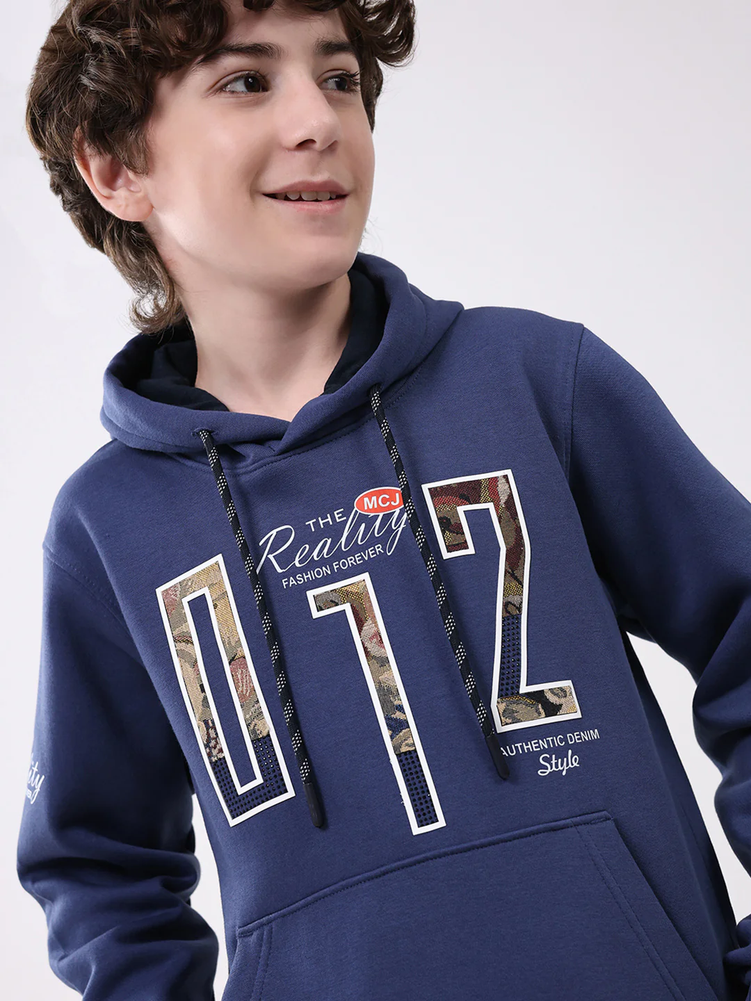 Boys Blue Printed Hooded Full Sleeve Sweatshirt - Image 6