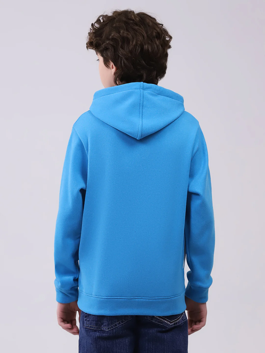 Boys Blue Printed Hooded Full Sleeve Sweatshirt - Image 5
