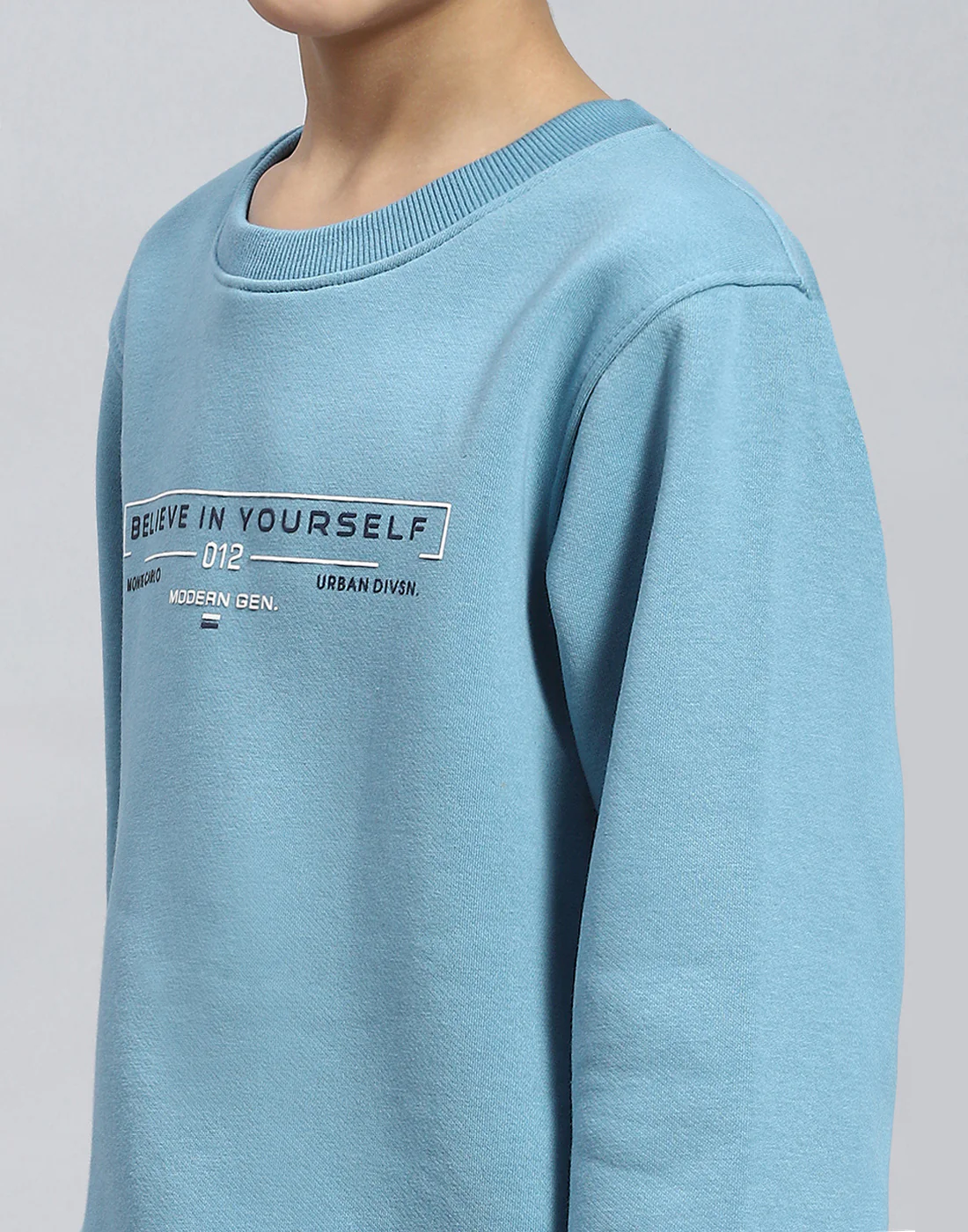 Boys Blue Printed Round Neck Full Sleeve Sweatshirt - Image 6