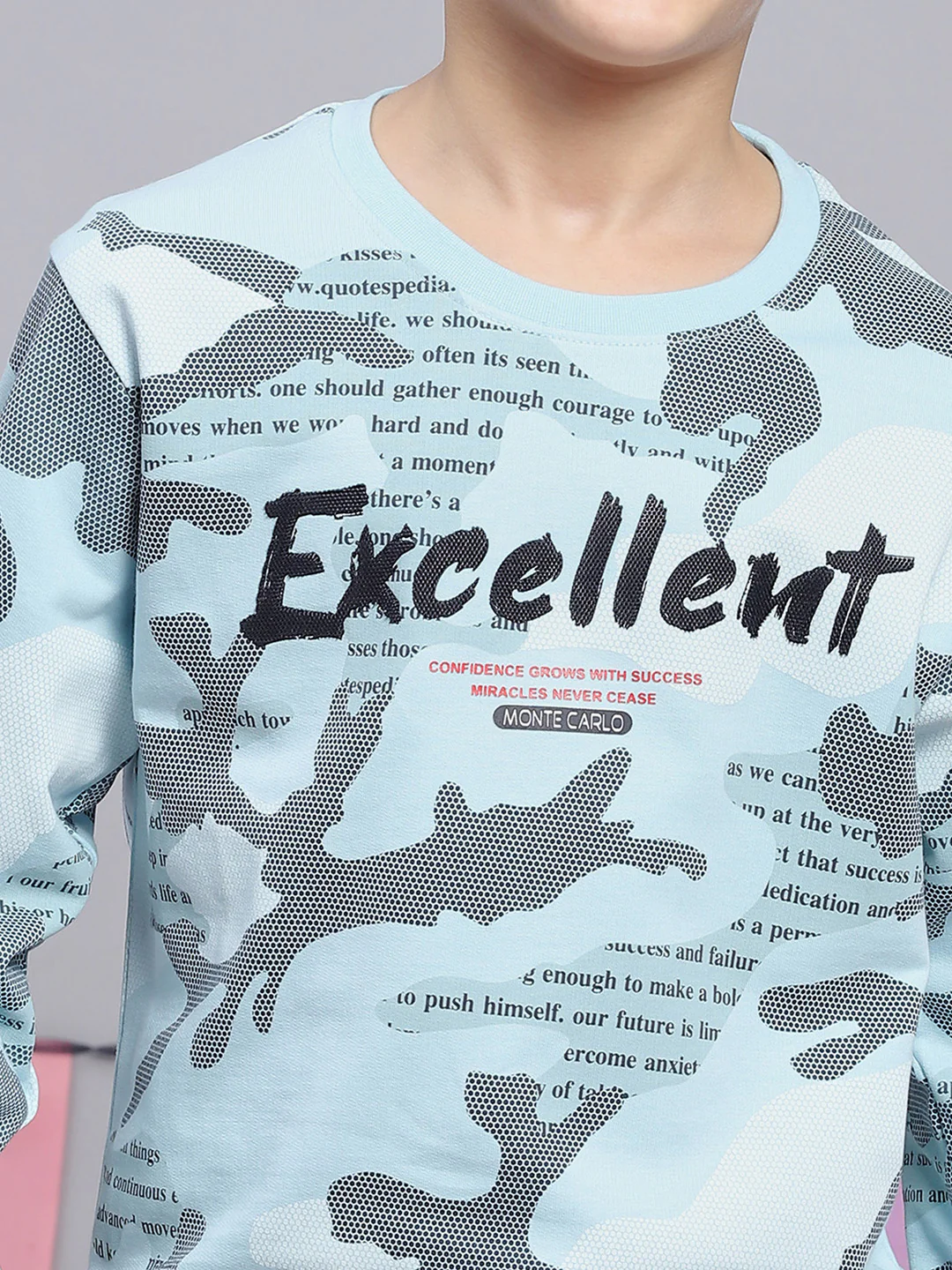 Boys Blue Printed Round Neck Full Sleeve Sweatshirt - Image 6