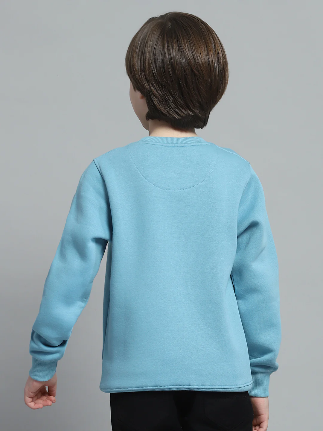 Boys Blue Printed Round Neck Full Sleeve Sweatshirt - Image 5