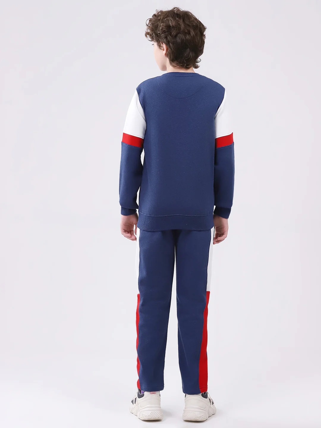 Boys Blue Printed Round Neck Full Sleeve Winter Tracksuit - Image 5