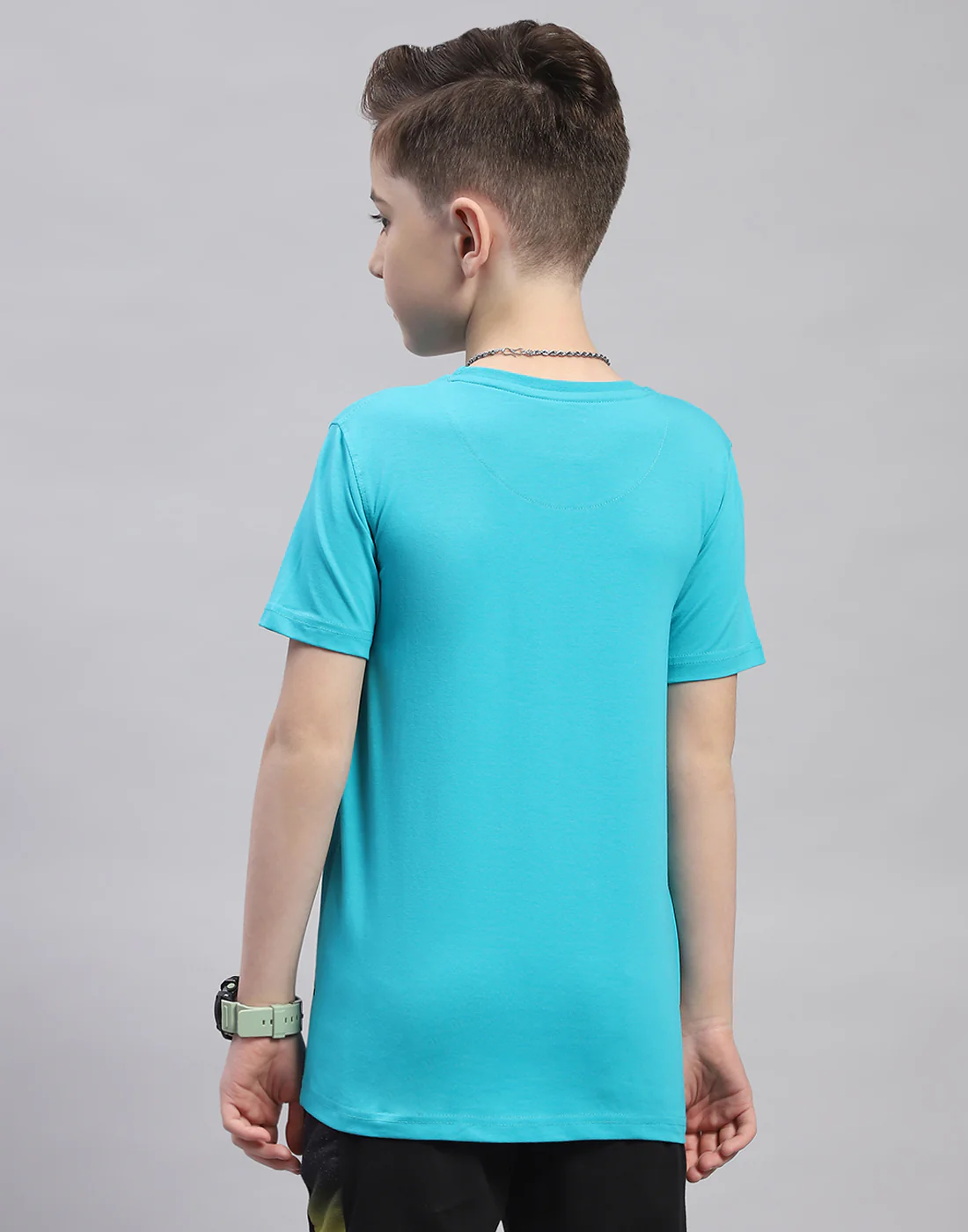 Boys Blue Printed Round Neck Half Sleeve T-Shirt - Image 5
