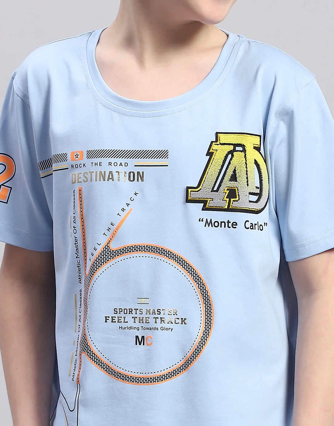Boys Blue Printed Round Neck Half Sleeve T-Shirt - Image 7