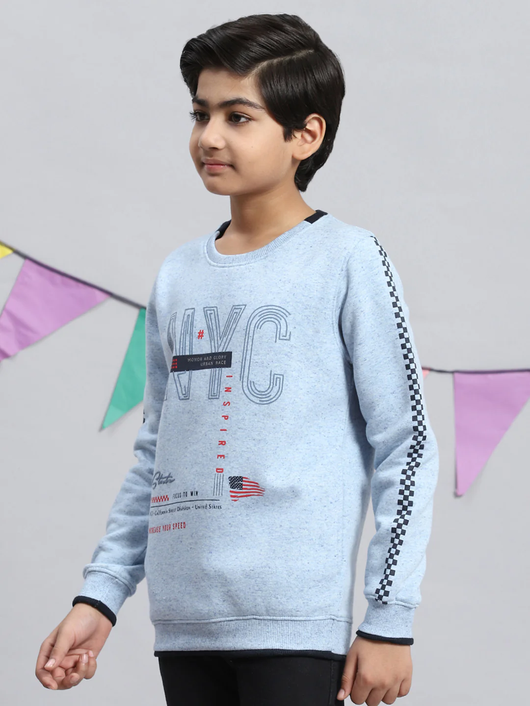 Boys Blue Printed Sweatshirt - Image 3