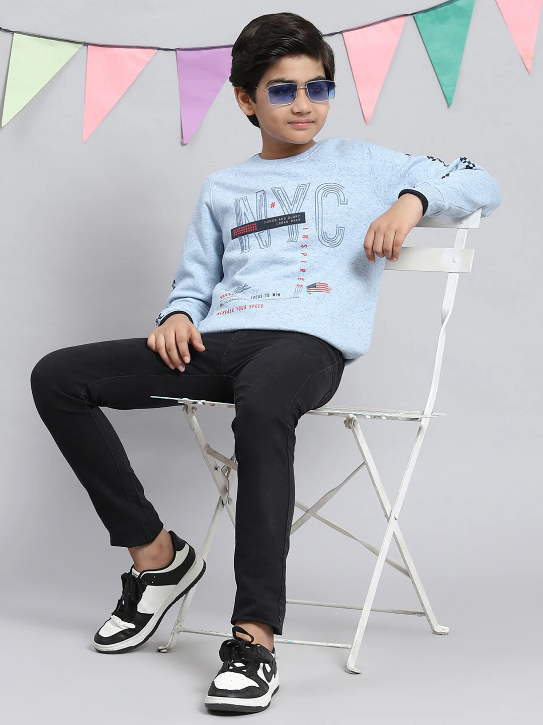 Boys Blue Printed Sweatshirt - Image 5