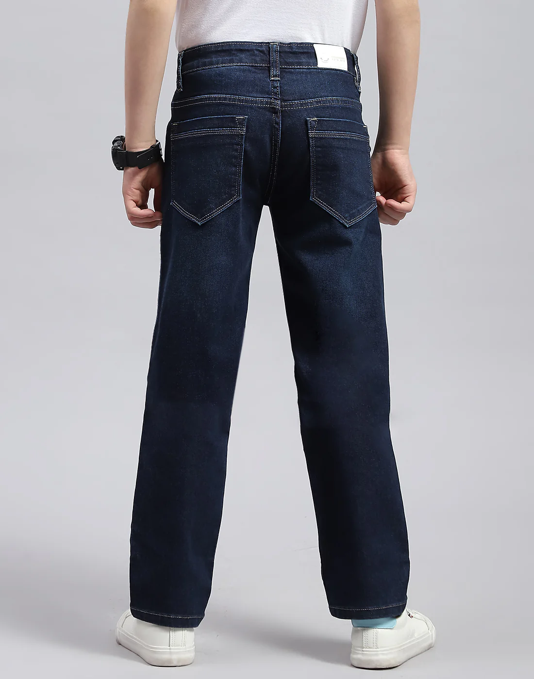 Boys Blue Solid Regular Fit Denim - Image 5