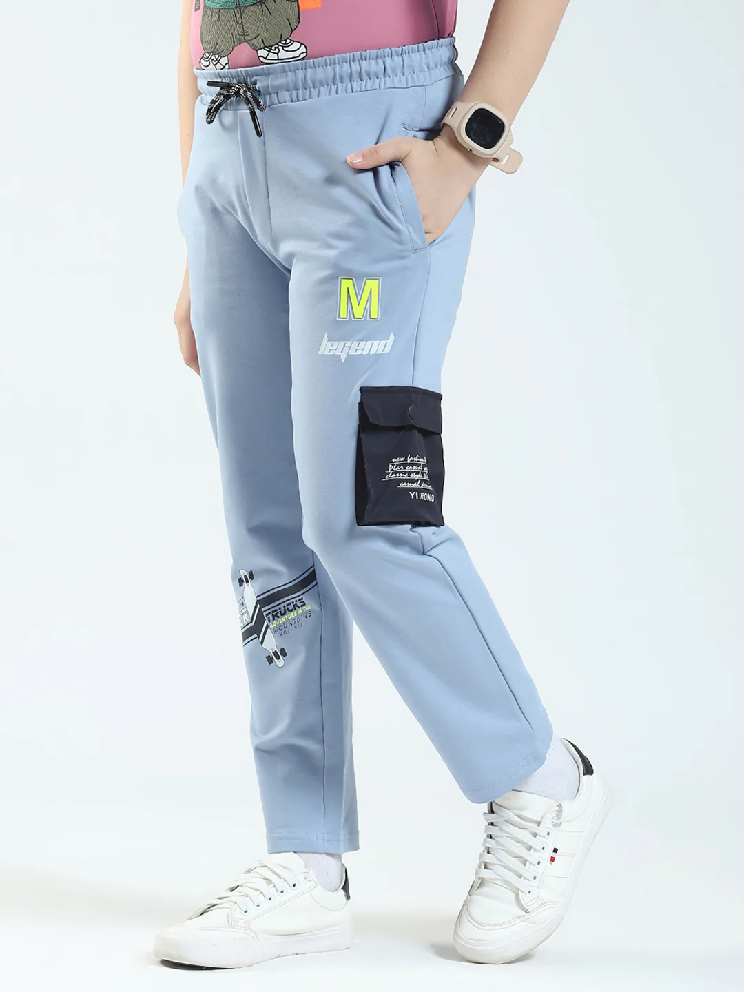 Boys Blue Solid Regular Fit Lower - Image 3