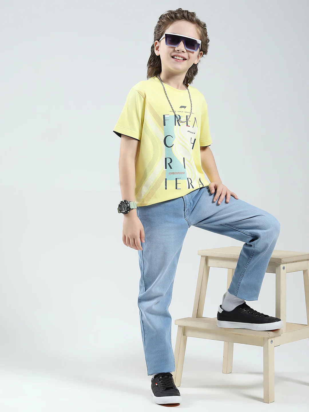 Boys Blue Solid Slim Fit Denim - Image 2