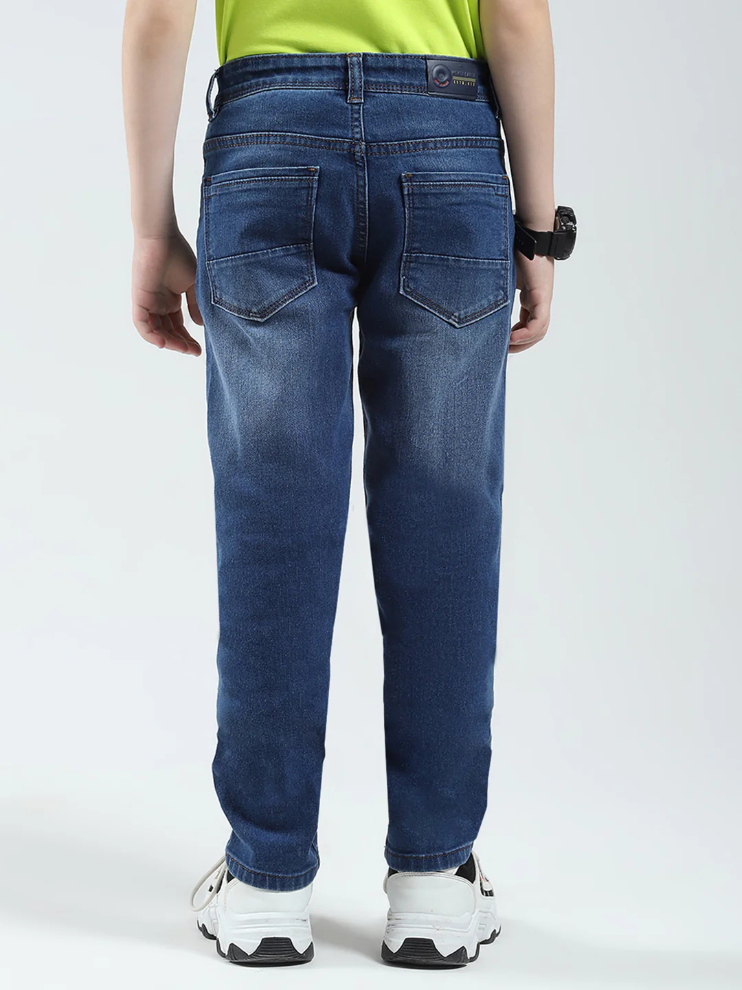 Boys Blue Solid Slim Fit Denim - Image 5