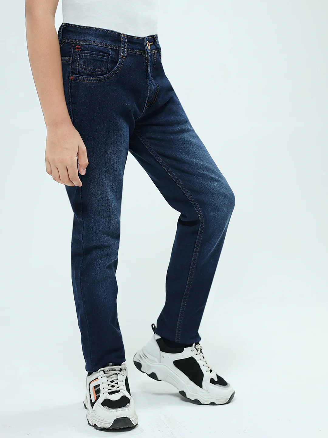 Boys Blue Solid Slim Fit Denim - Image 4