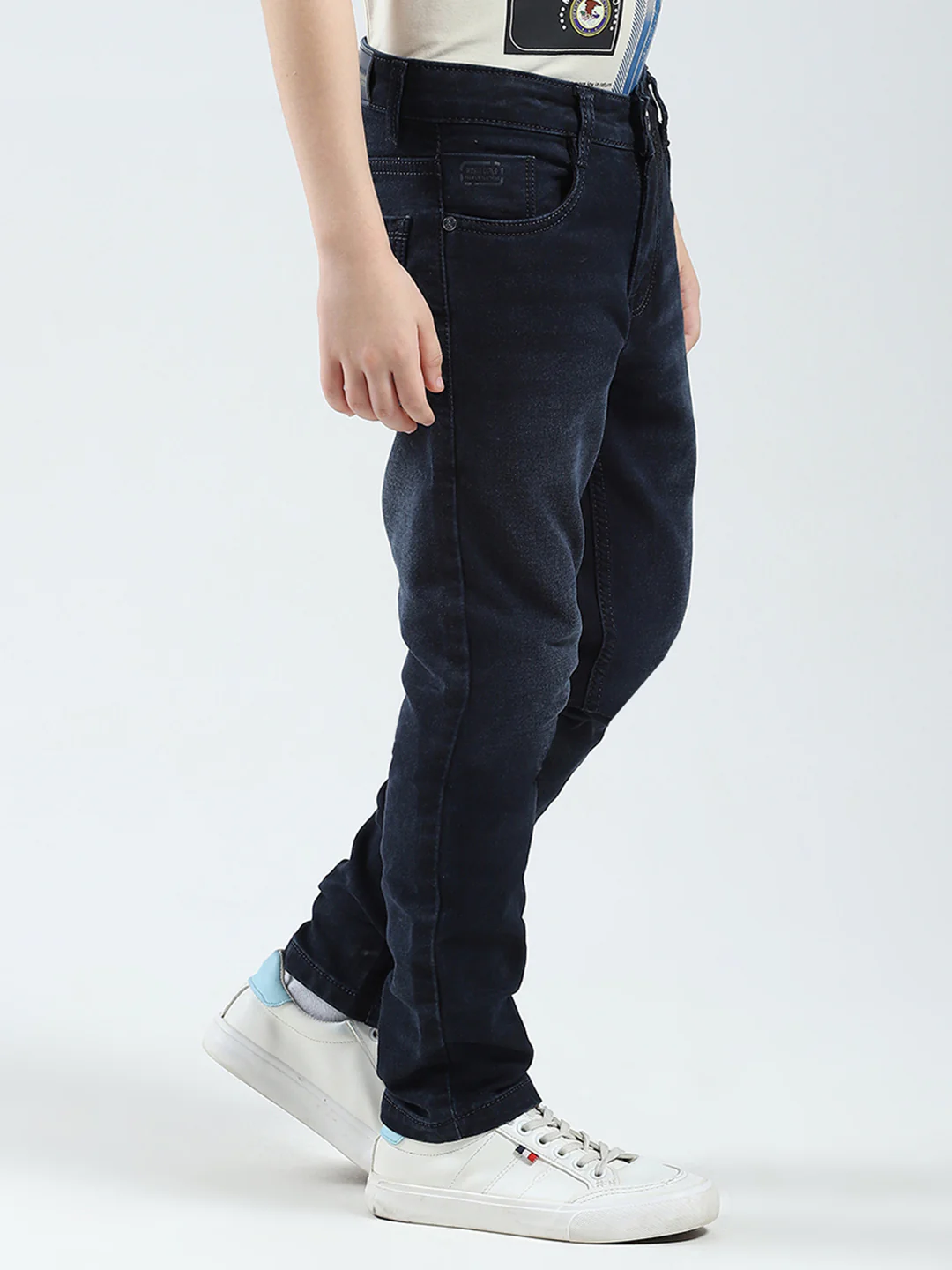 Boys Blue Solid Slim Fit Denim - Image 4