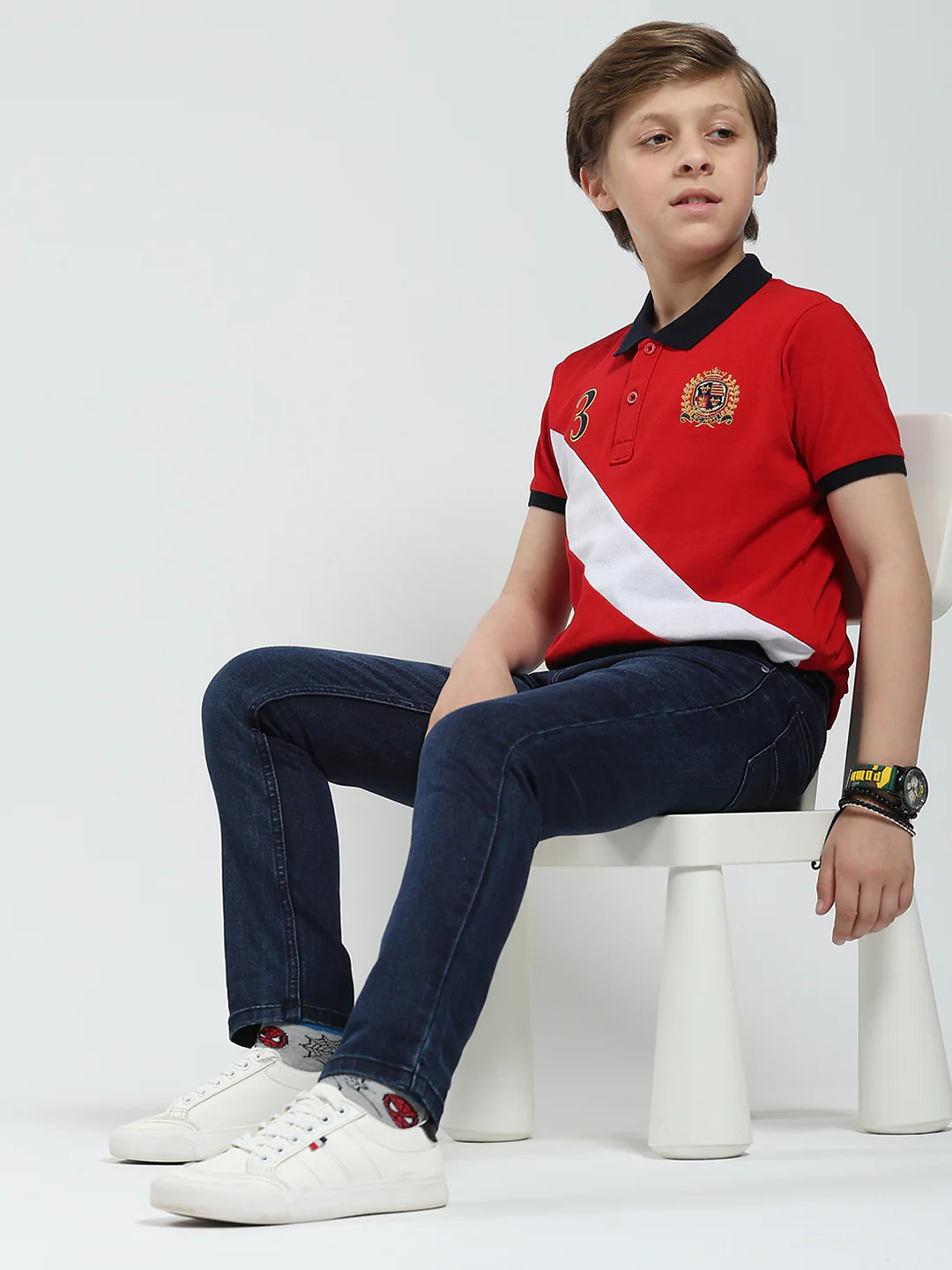 Boys Blue Solid Slim Fit Denim - Image 2