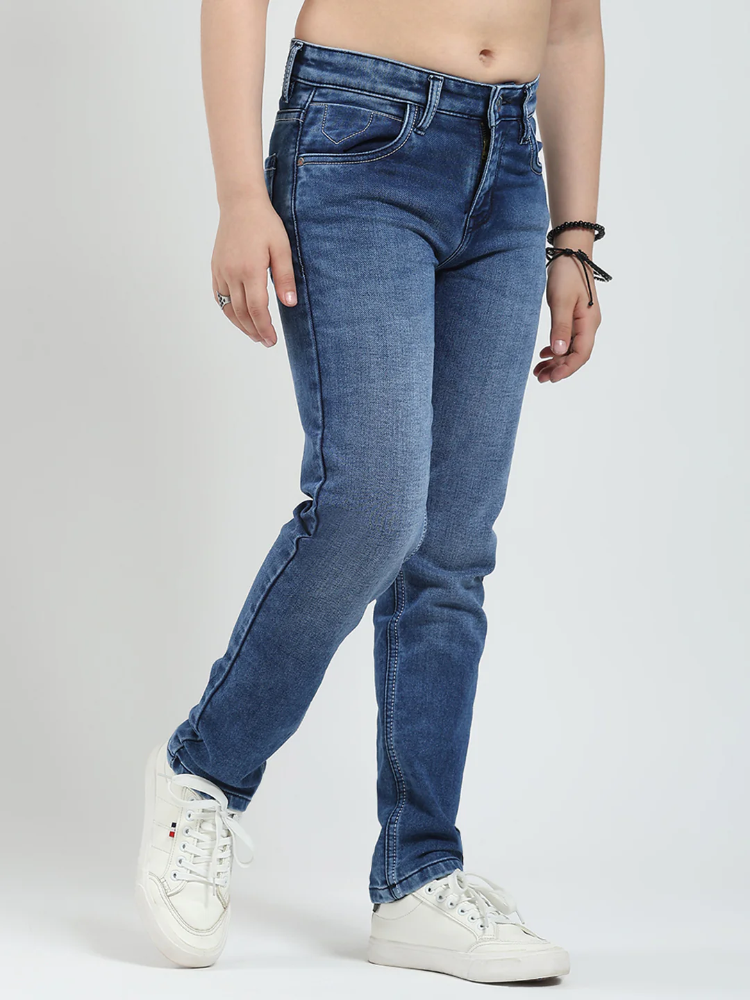Boys Blue Solid Slim Fit Denim - Image 4