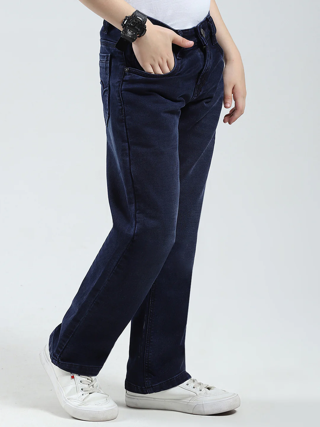 Boys Blue Solid Straight Fit Denim - Image 4