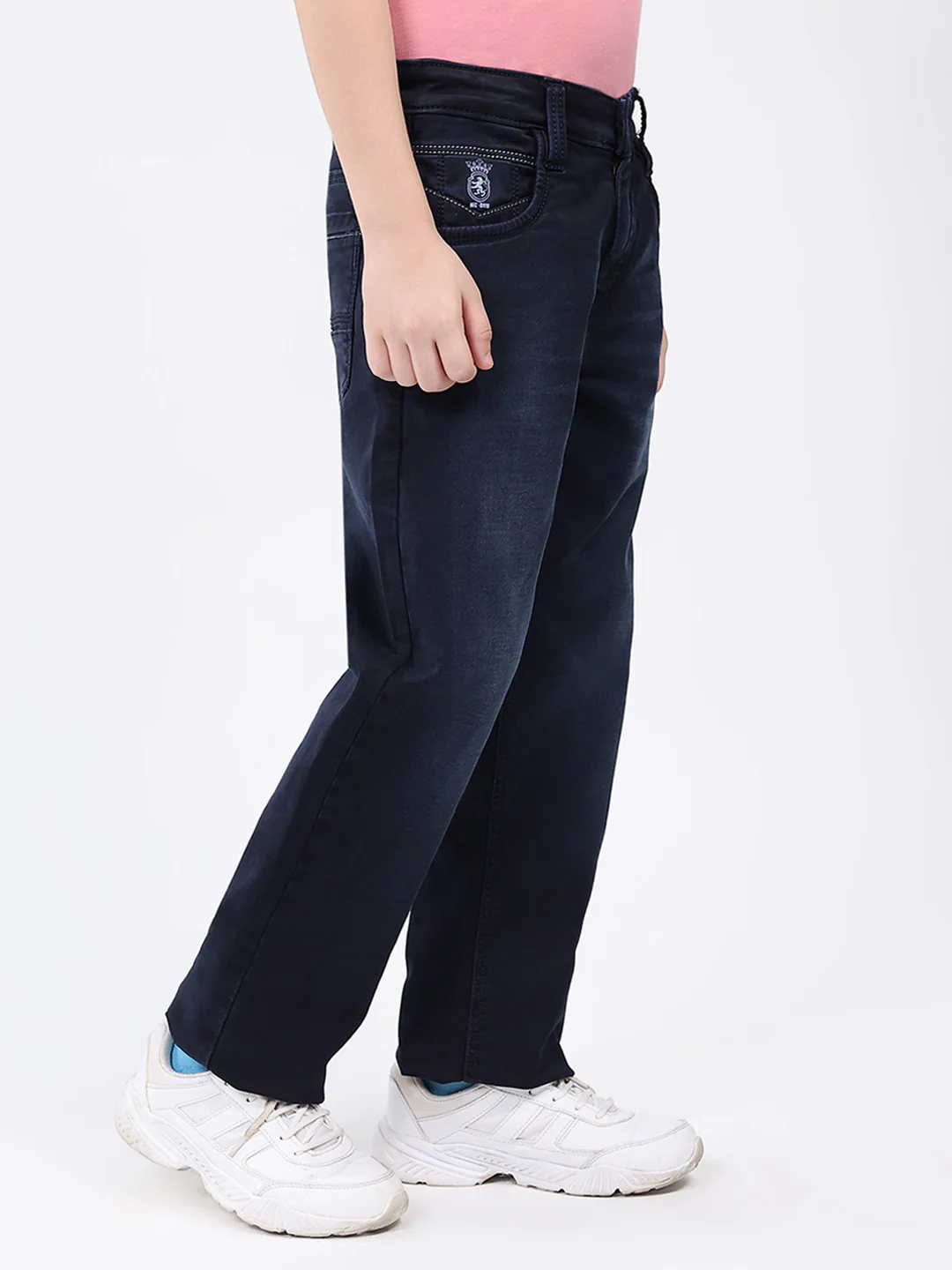 Boys Blue Solid Straight Fit Denim - Image 4