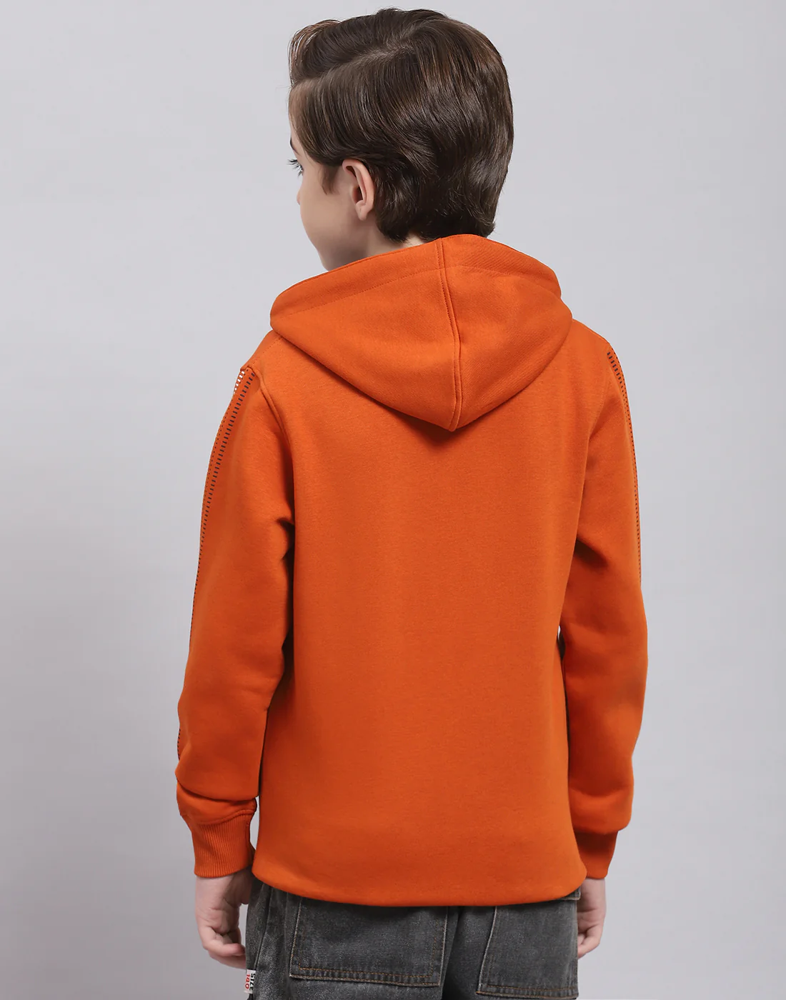 Boys Brown Printed Hooded Full Sleeve Sweatshirt - Image 6