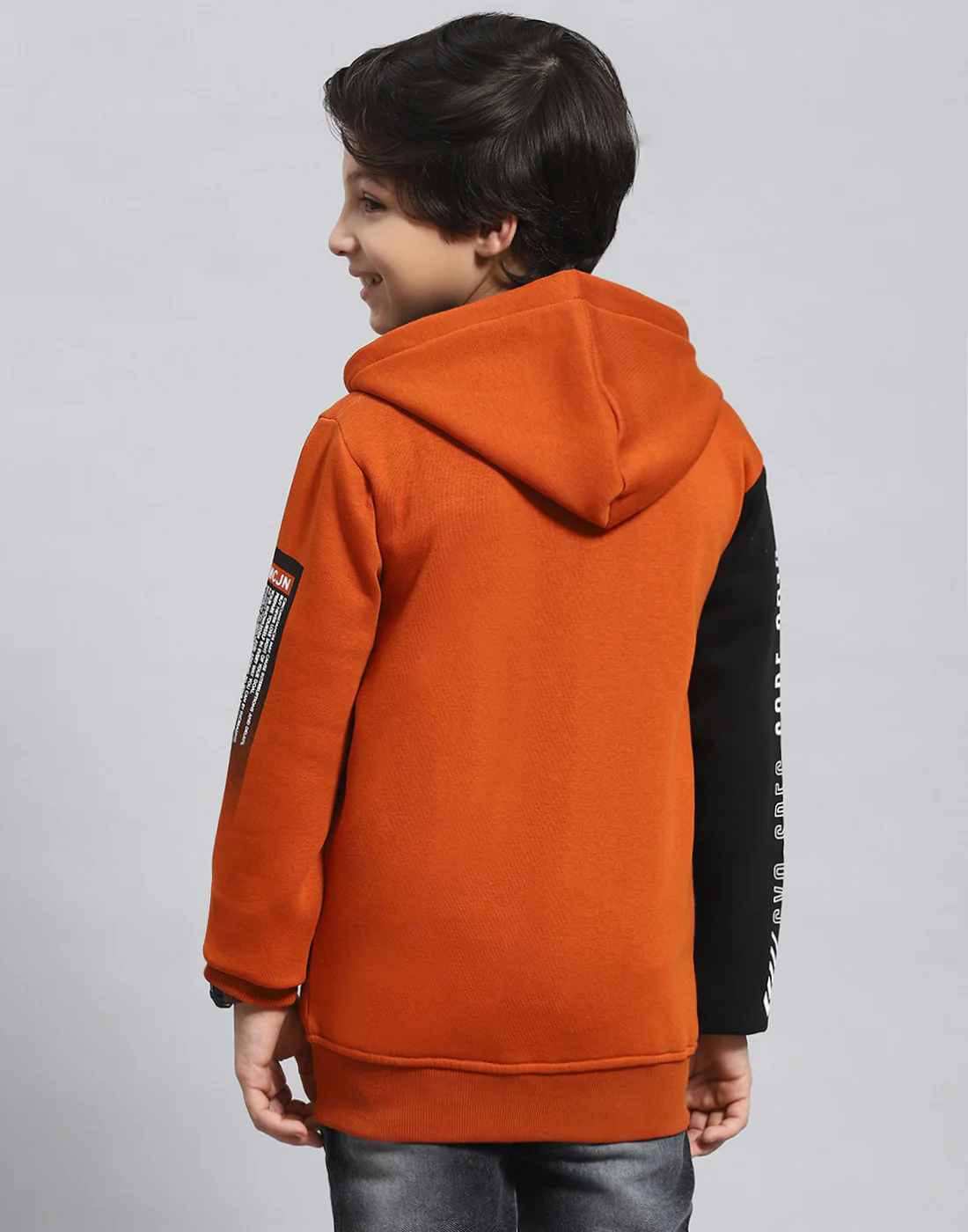 Boys Brown Printed Hooded Full Sleeve Sweatshirt - Image 6