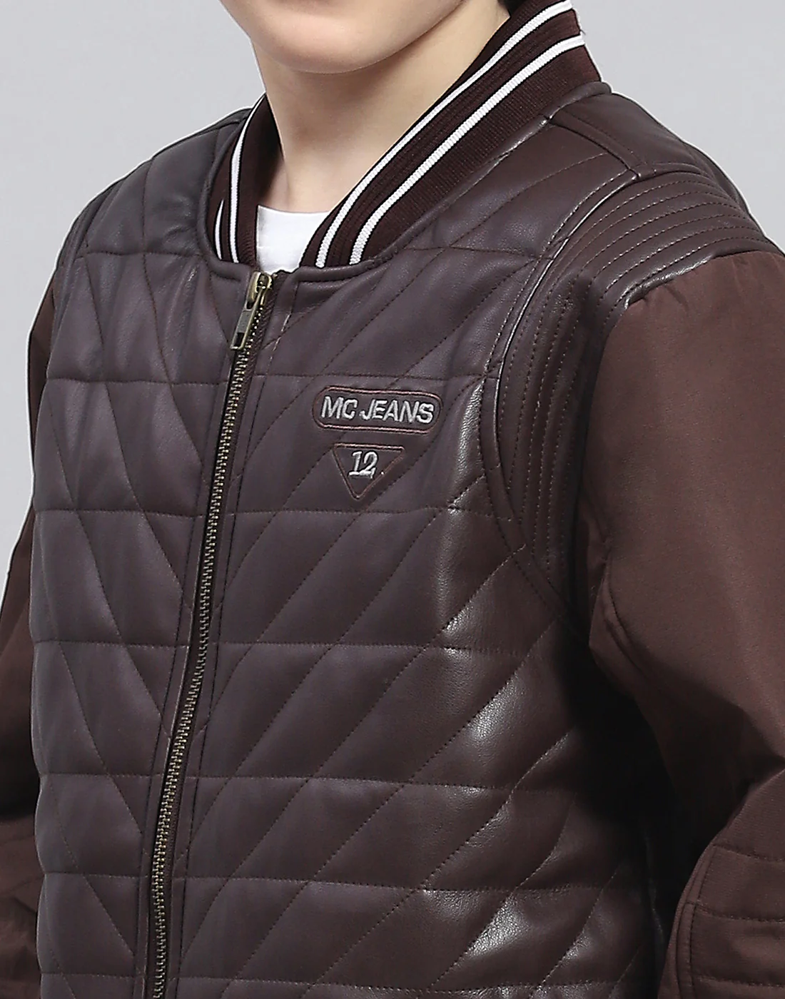 Boys Brown Solid Mandarin Collar Full Sleeve Boys Jacket - Image 7