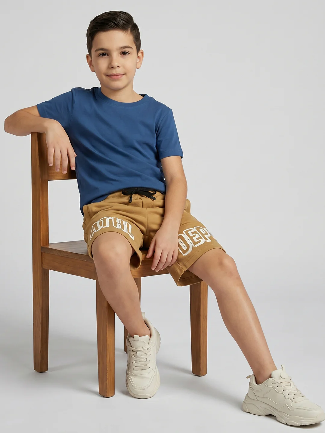 Boys Camel Brown Printed Regular Fit Shorts - Image 5