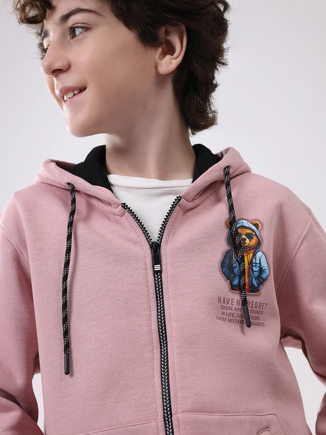 Boys Coral Printed Hooded Full Sleeve Sweatshirt - Image 7
