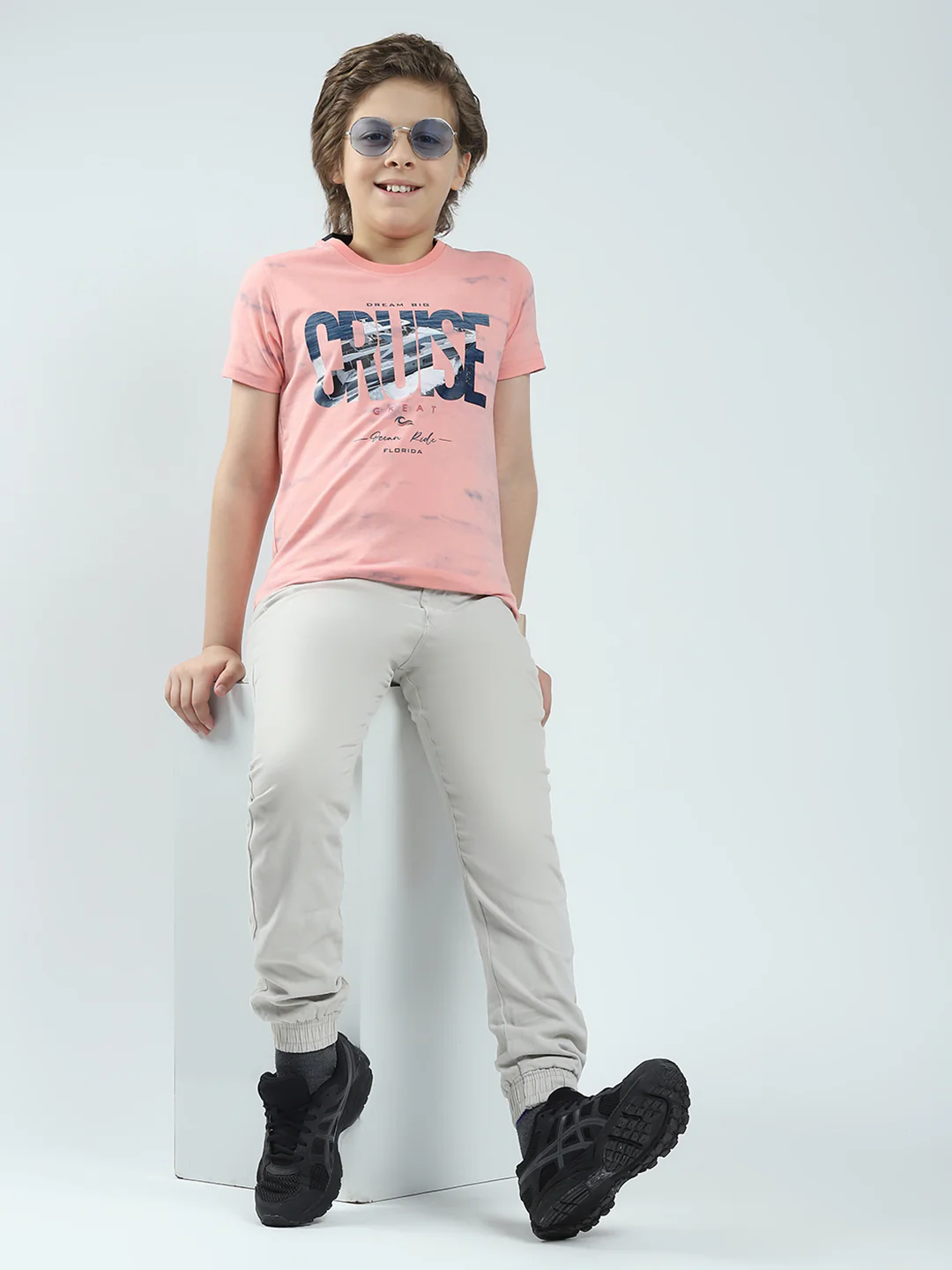 Boys Coral Printed Round Neck Half Sleeve T-Shirt - Image 2