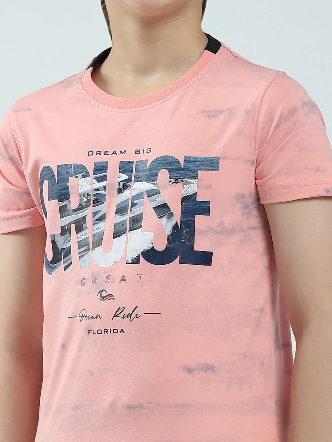 Boys Coral Printed Round Neck Half Sleeve T-Shirt - Image 6