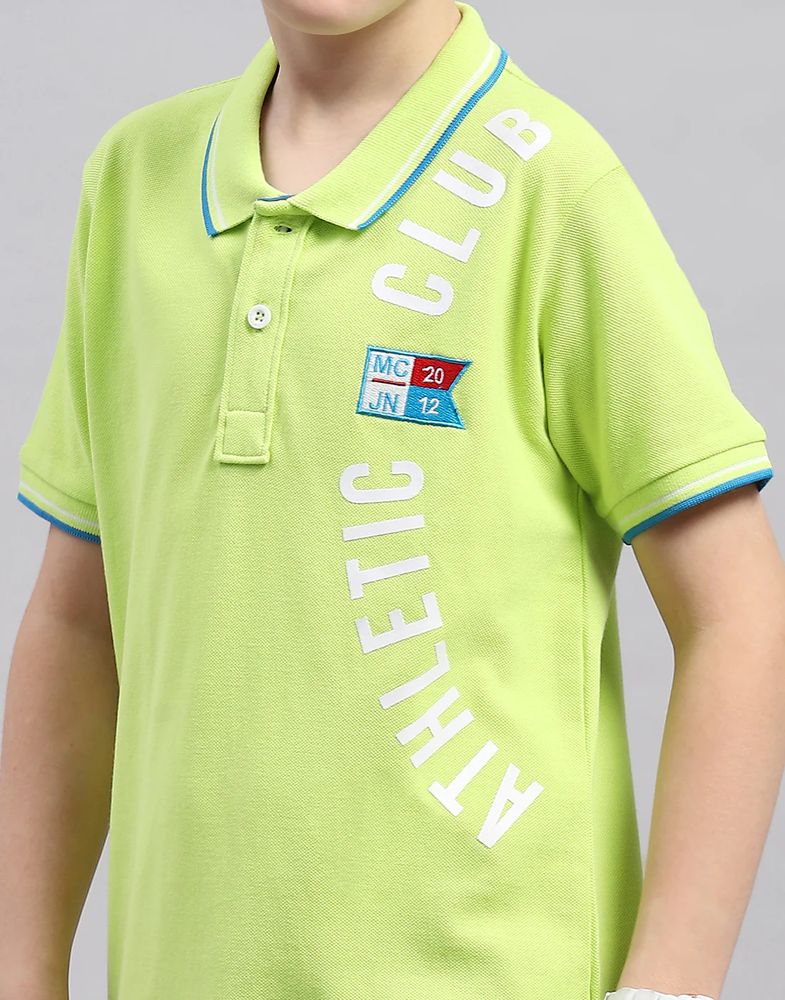 Boys Fluorescent Green Printed Polo Collar Half Sleeve T-Shirt - Image 6