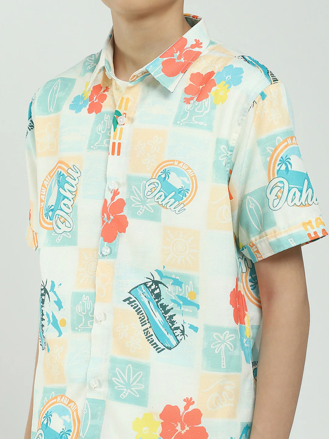 Boys Green Printed Collar Half Sleeve Cords Set - Image 9