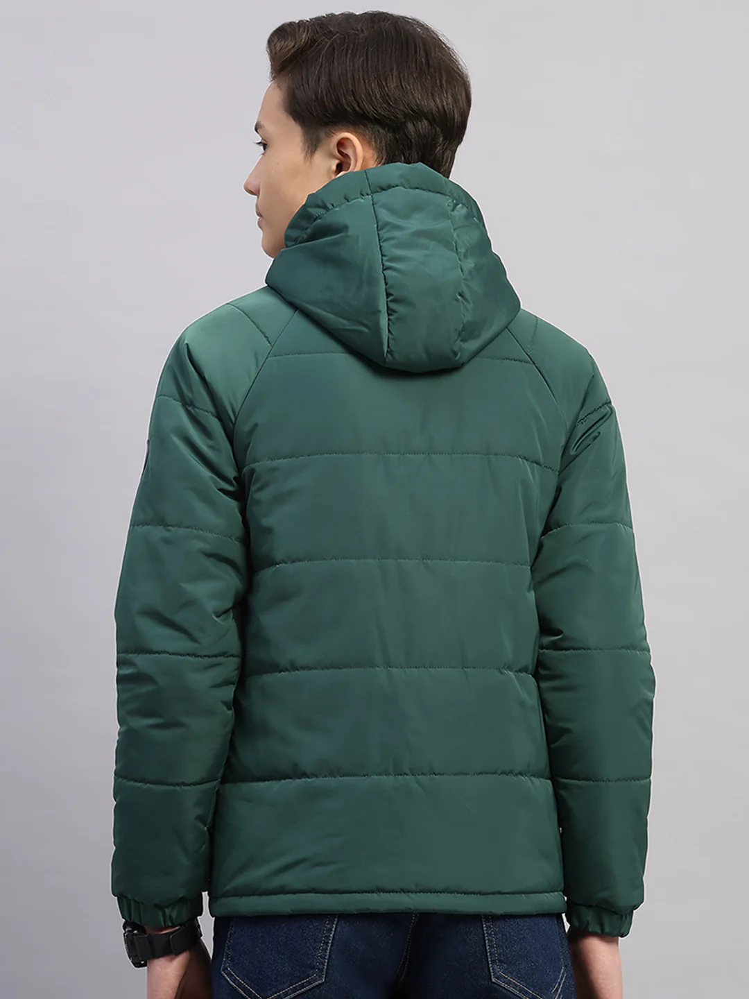 Boys Green Printed Hooded Full Sleeve Jacket - Image 5