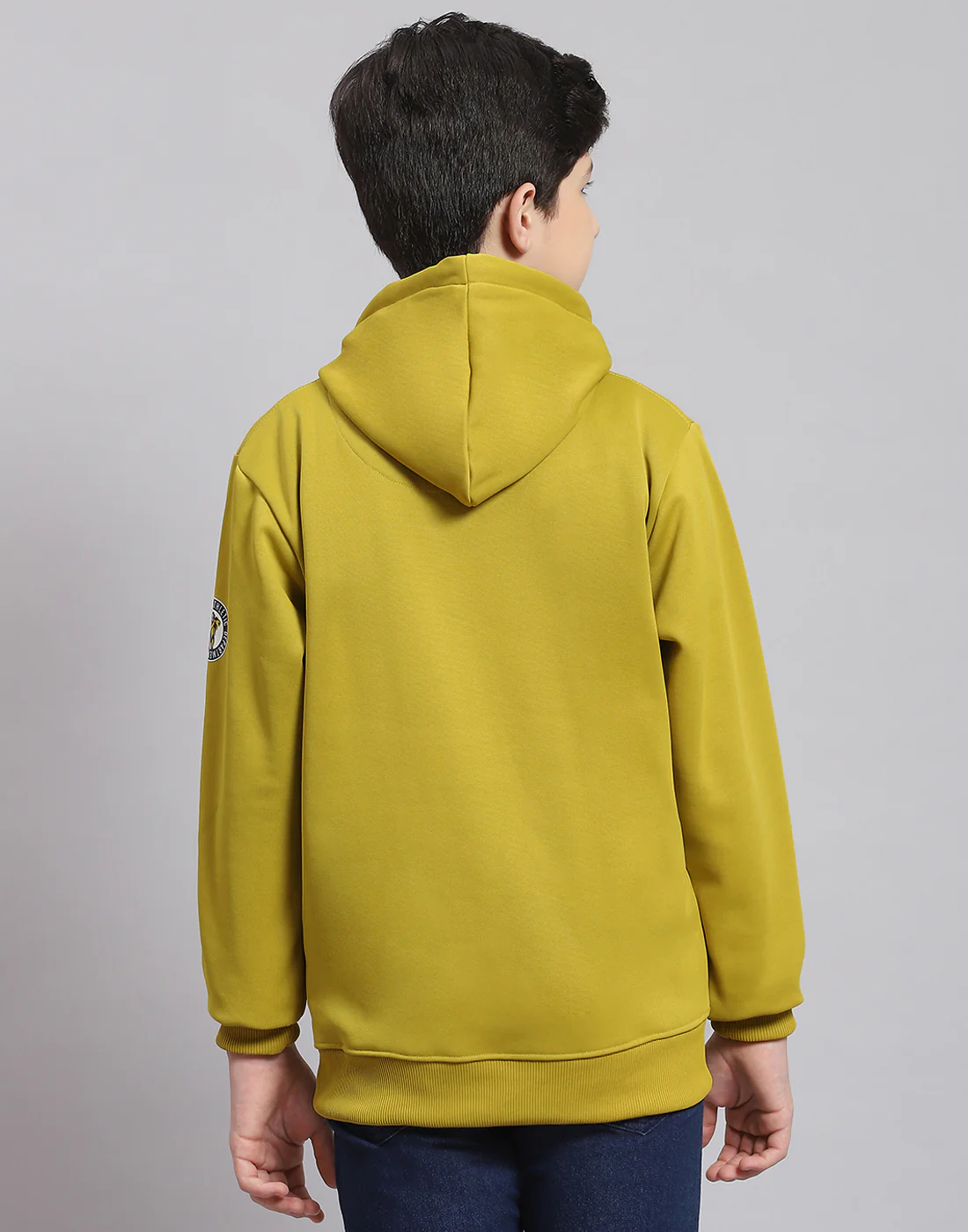 Boys Green Printed Hooded Full Sleeve Sweatshirt - Image 5
