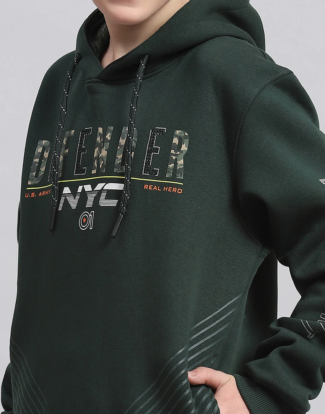 Boys Green Printed Hooded Full Sleeve Sweatshirt - Image 6