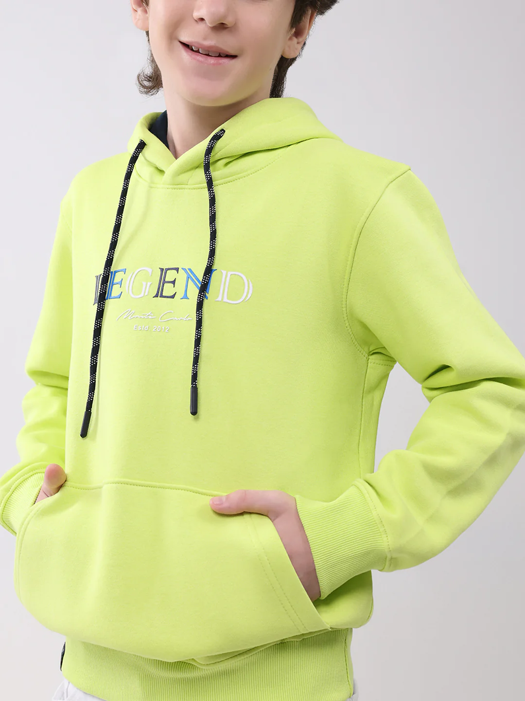 Boys Green Printed Hooded Full Sleeve Sweatshirt - Image 8