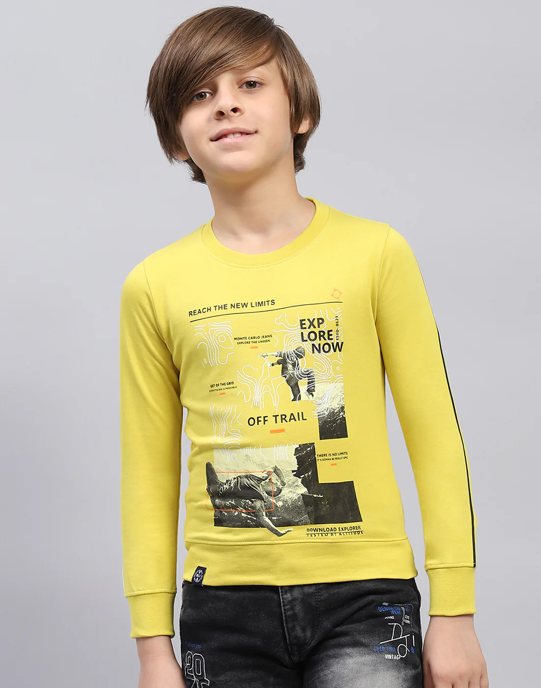 Boys Green Printed Round Neck Full Sleeve Sweatshirt - Image 2