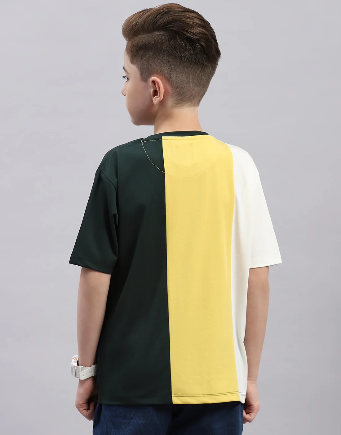 Boys Green Printed Round Neck Half Sleeve T-Shirt - Image 5