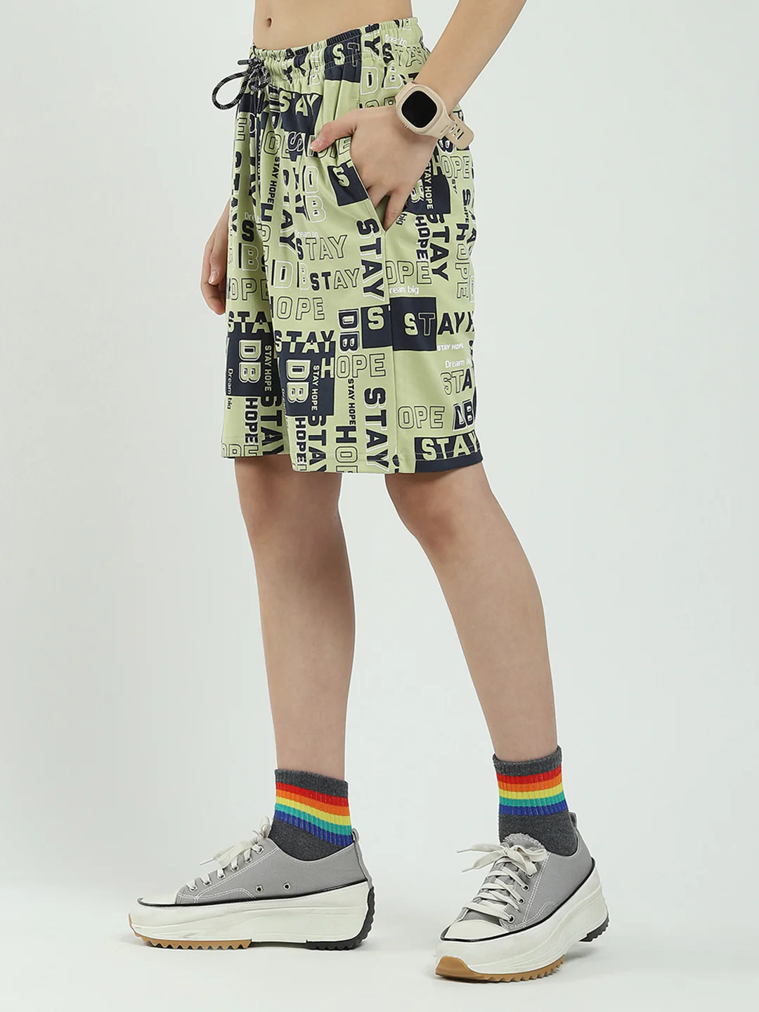 Boys Green Printed Round Neck Half Sleeve Bermuda Set - Image 7