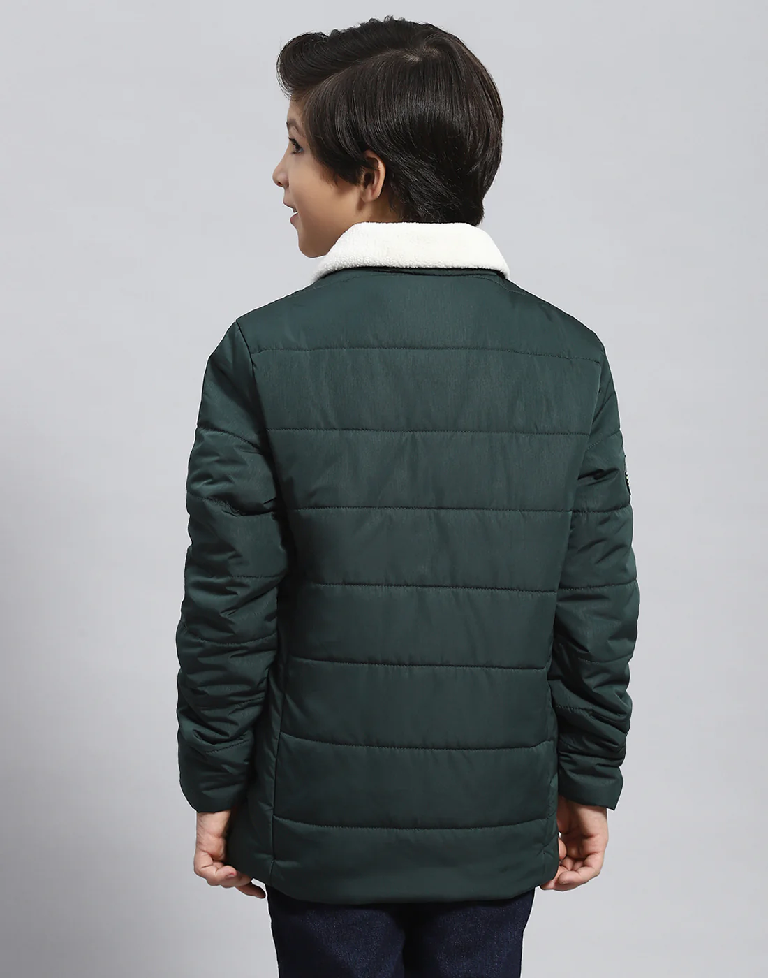 Boys Green Solid Collar Full Sleeve Boys Jacket - Image 5