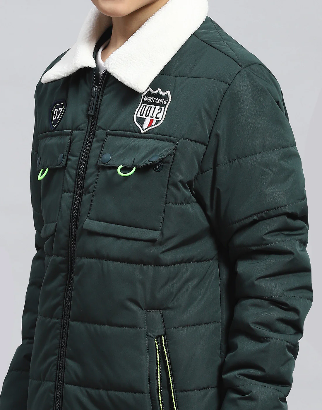 Boys Green Solid Collar Full Sleeve Boys Jacket - Image 6