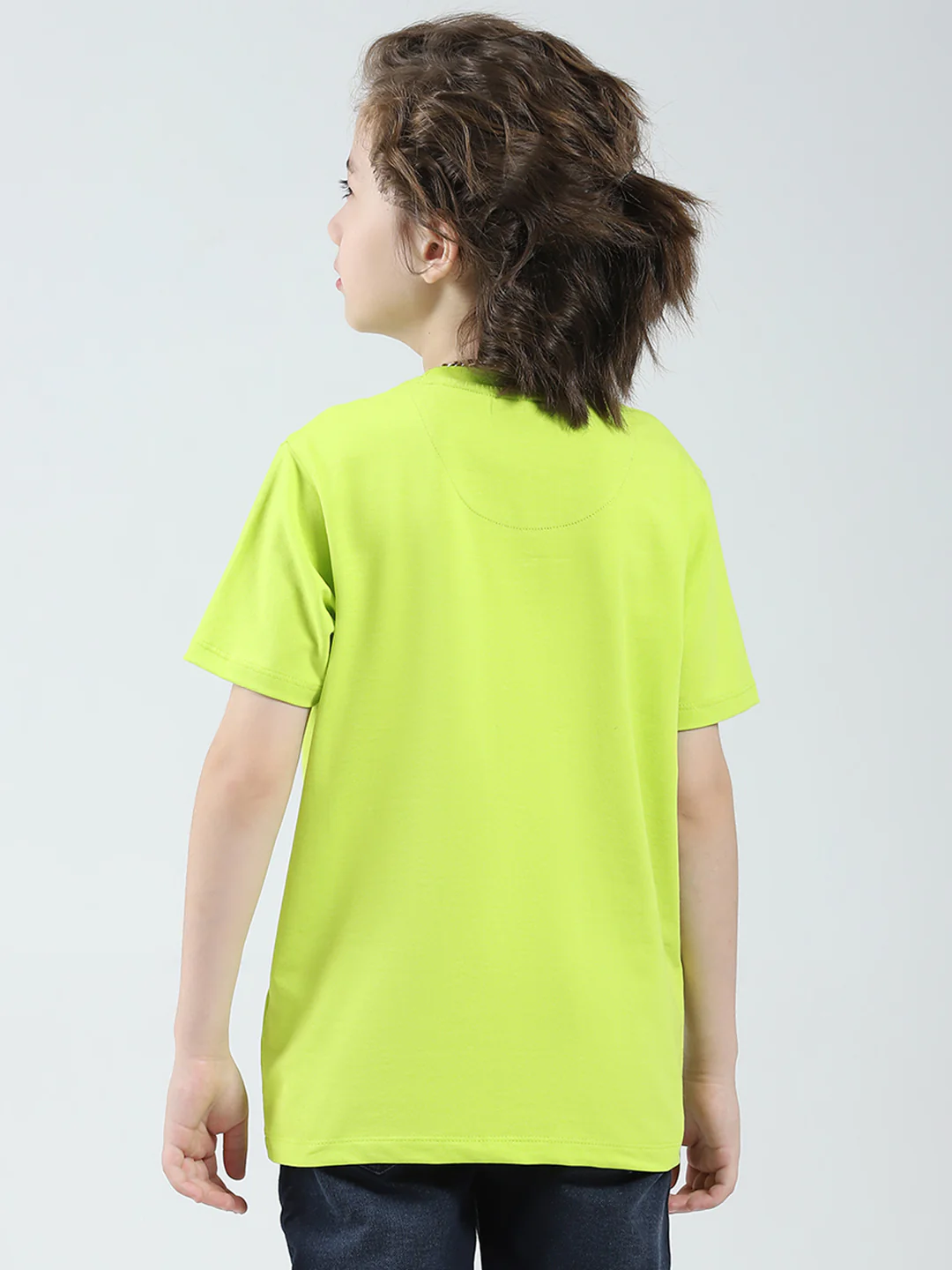 Boys Green Solid Round Neck Half Sleeve T-Shirt - Image 5