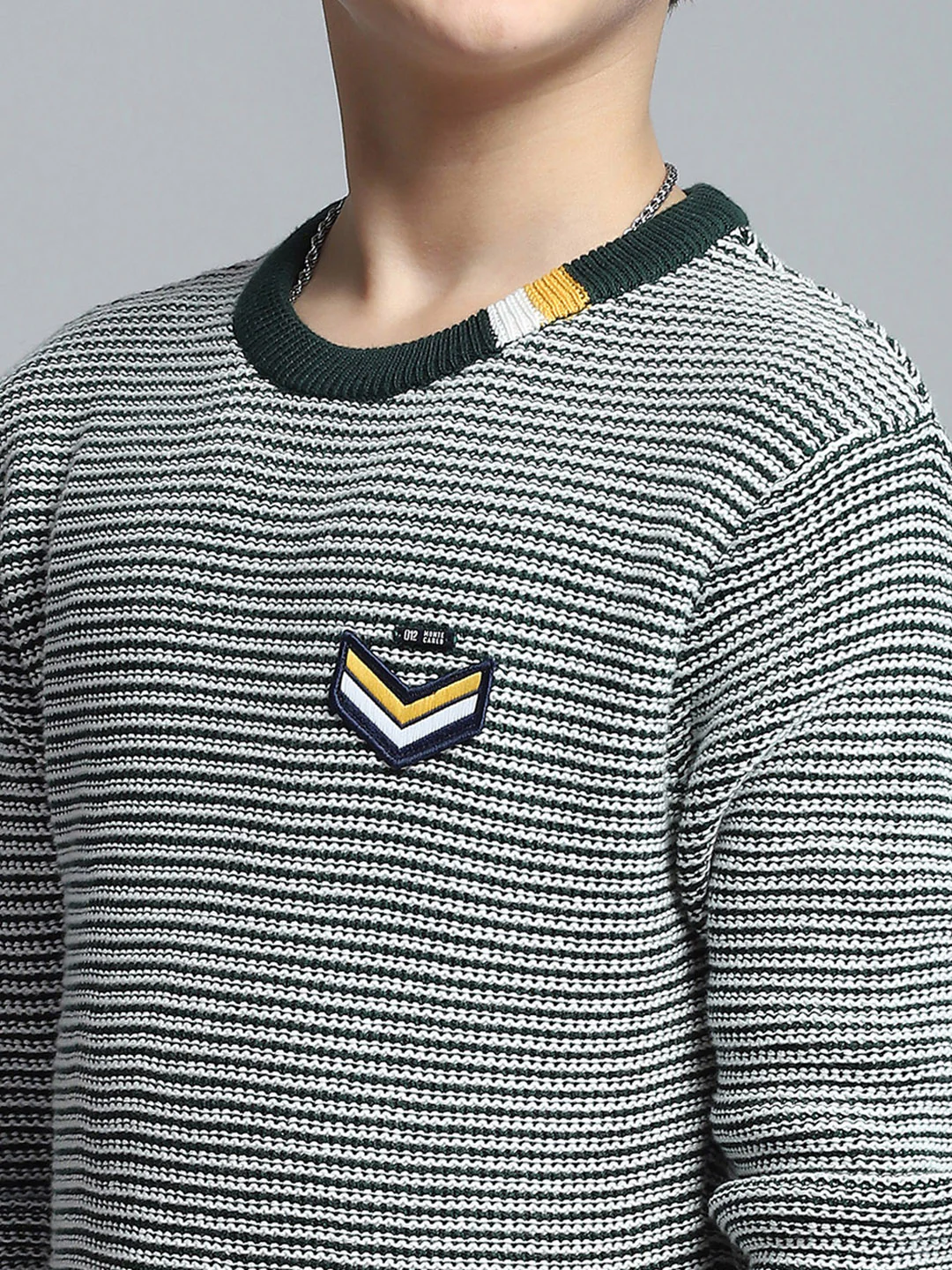 Boys Green Stripe Round Neck Full Sleeve Pullover - Image 7