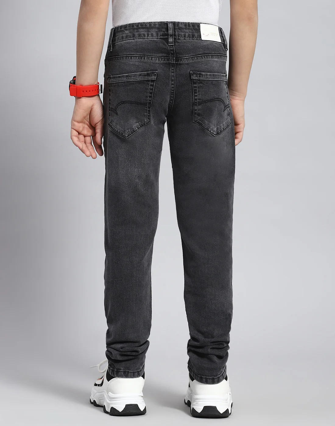 Boys Grey Light Wash Slim Fit Denim - Image 5