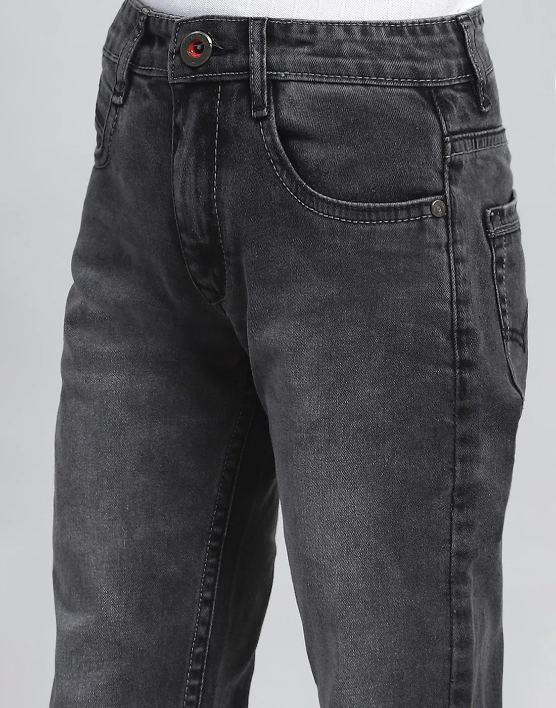Boys Grey Light Wash Slim Fit Denim - Image 6